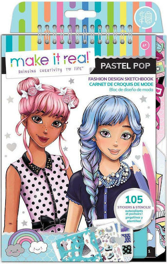 Make It Real Ζωγραφική Fashion Design Sketchbook Pastel Pop για Παιδιά 6+ Ετών