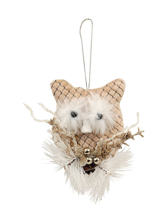 Lianos Christmas Plastic Owl Ornament Beige 12x15cm