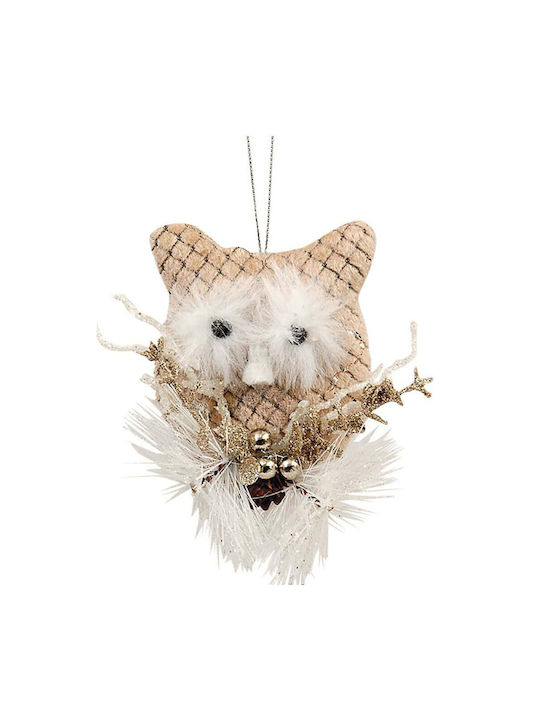 Hanging Owl Ornament Plastic Beige 12x15cm