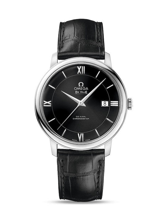 Omega De Ville Prestige Ρολόι Μπαταρίας με Δερμάτινο Λουράκι σε Μαύρο χρώμα
