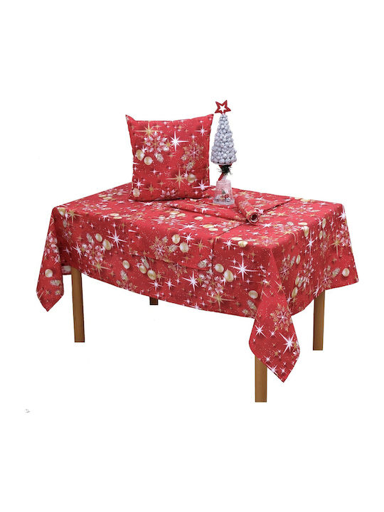 Viopros Weihnachts- Tischtuch Stoff Rot B140xL140cm. 1Stück