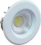 V-TAC LED Πλαστικό Σποτ Χωνευτό PL COB 10W 220V με Βάση Λευκή ψυχρό Λευκό Λευκό