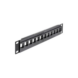 DeLock Panou Patch Keystone pentru Rack 1U 10" 12 Porturi Negru