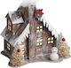 Luna Crăciunescă Iluminată Decorativă Lemn Scenă 14x14x12cm.