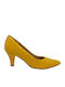 Pumps mit Chunky Mittelhohem Absatz Gelb Croco