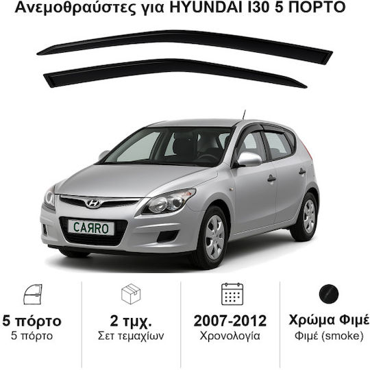Heko Σετ Ανεμοθραύστες Αυτοκινήτου Μπροστινοί Σκούρο Φιμέ για Hyundai i30 2τμχ