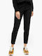 Women's Fabric Capri Trousers Straight Line Black