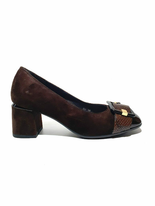 Leather Peep Toe Brown Medium Heels Bridget 10