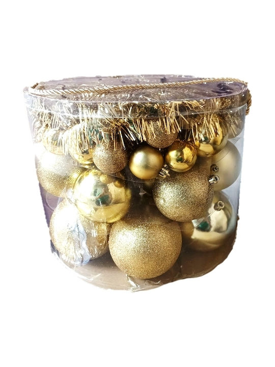 TnS Christmas Plastic Ball Ornament Gold 54pcs