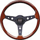 Luisi Montreal Wooden Three Spoke Car Steering Wheel with 34cm Diameter Black/Brown ΤΙΜ./LU