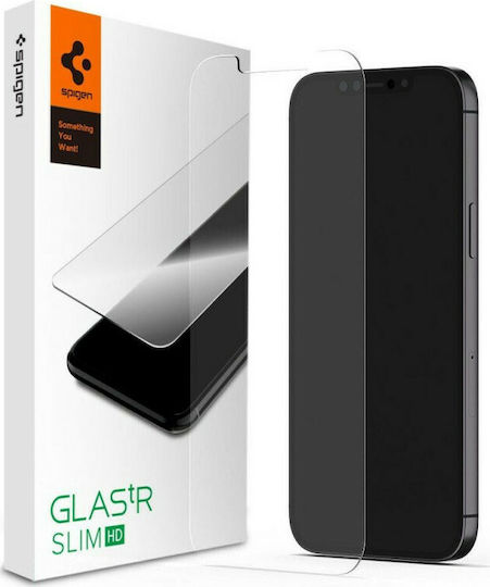 Spigen GLAS.tR Slim HD Case Friendly Vollflächig gehärtetes Glas (iPhone 12 mini) AGL01533