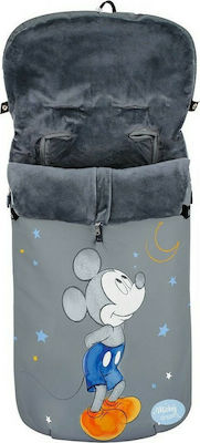 Interbaby Mickey Universal Sac de picioare pentru cărucior Gri cu căptușeală din catifea 105x46εκ.