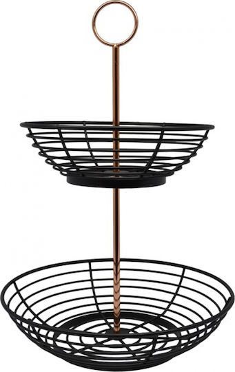 Ankor Obstschale Metallisch 2 Niveaus Schwarz 28.5x28.5x42cm