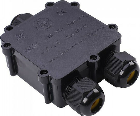 V-TAC Surface Mounted Electrical Box Branching Watertight IP68 Single to Double Spotlights in Black Color