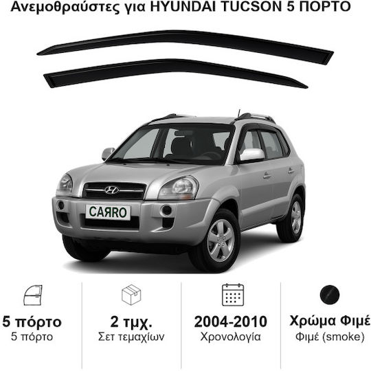 Heko Satz Windabweiser Vordere Dark Fime für Hyundai Tucson 5D 2004 2Stück