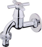 Viospiral Outdoor Faucet Κάνουλα 1/2" Χρωμέ Μισόστροφη με Ροζέτα 39-2618