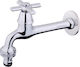 Viospiral Outdoor Faucet Κάνουλα 1/2" Χρωμέ Μακρύλαιμη Μισόστροφη με Ροζέτα 39-2625