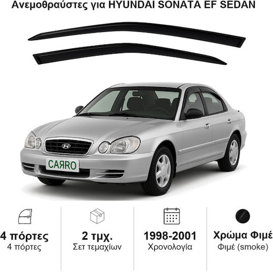 Heko Σετ Ανεμοθραύστες Αυτοκινήτου Μπροστινοί Σκούρο Φιμέ για Hyundai Sonata 2τμχ