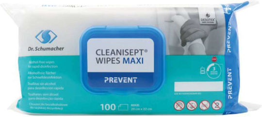 Dr. Schumacher Cleanisept Maxi Prevent Μαντηλάκια Καθαρισμού Γενικής Χρήσης με Απολυμαντική Δράση 100 τμχ