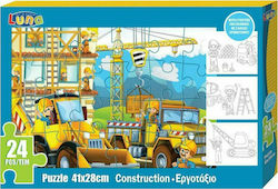 Kinderpuzzle Εργοτάξιο με 3 Αφίσες Χρωματισμού für 6++ Jahre 24pcs Luna