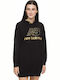 Mini Athletic Dress Long Sleeve with Hood Black