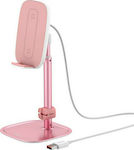 Baseus Wireless Charger (Qi Pad) 15W Pink (Literary Youth Desktop Bracket)
