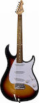 Peavey Raptor Plus Chitară Electrică cu Forma Stratocaster și Configurație de Pickup-uri SSS Sunburst