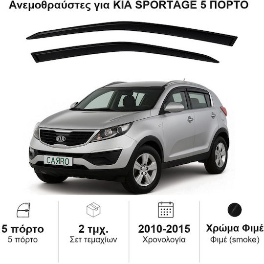 Heko Satz Windabweiser Vordere Dark Fime für Kia Sportage 5D 2010 2Stück