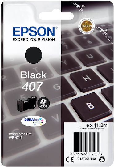 Epson 407 Оригинален Мастило за мастиленоструен принтер Черен (C13T07U140)