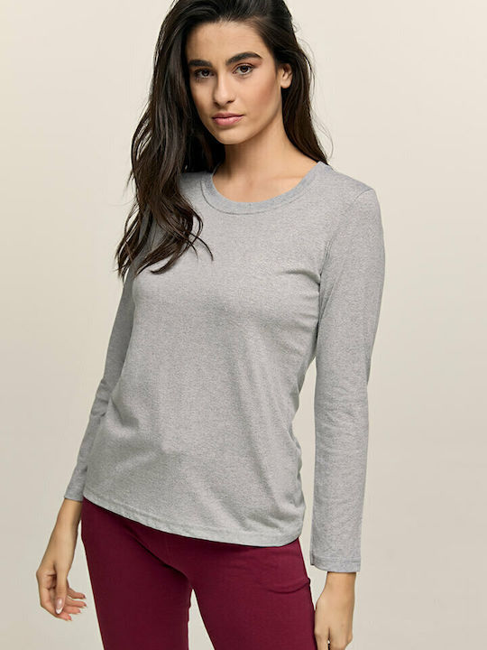 Bodymove Damen Sport Bluse Langärmelig Gray