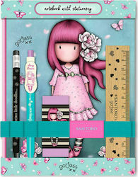 Santoro Sparkle & Bloom Kids Stationery Set with Eraser, Pen, Mechanical Pencil and Ruler Cherry Blossom 5pcs