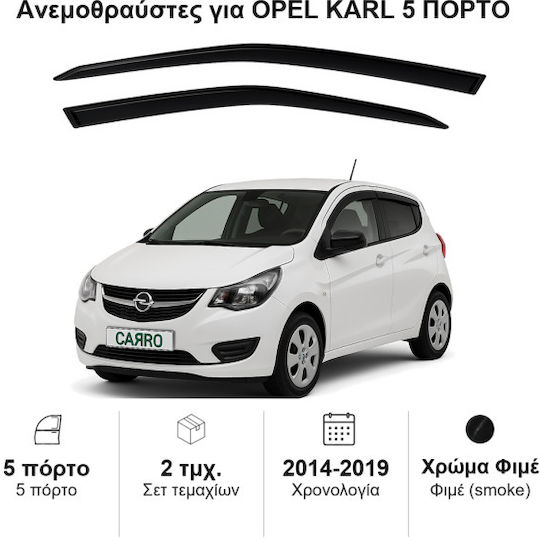 Heko Set of Windbreakers Front Car Dark Fime for Opel Karl 2pcs