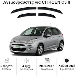 Heko Set Car Windbreakers Front And Back Dark Fime For Citroen C3 II 5D 2009-2017 4 Pieces 12249