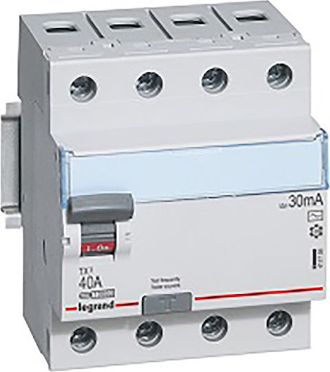 Legrand Phase 4-Pole Earth Leakage Relay 40A 400V 30mA Τύπος AC