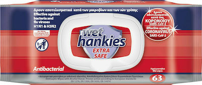 ΜΕΓΑ Wet Hankies Extra Safe Antiseptic Hand Wipes 63pcs