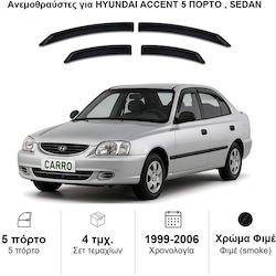 Heko Σετ Ανεμοθραύστες Μπροστινοί και Πίσω Σκούρο Φιμέ για Hyundai Accent 4τμχ 17228