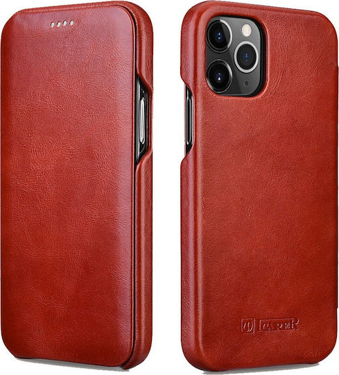 iCarer Curved Edge Genuine Leather Book Δερμάτινο / Δερματίνης Κόκκινο (iPhone 12 Pro Max)