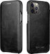 iCarer Curved Edge Genuine Leather Buchen Sie Leder / Synthetisches Leder Schwarz (iPhone 12 Pro Max)