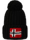 Napapijri Semiury NA4GMH Pom Pom Beanie Cap Ribbed In Black Colour