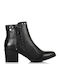 Carmela Footwear Leather Women's Ankle Boots with Medium Heel Black