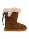 Wildleder Stiefeletten Damen mit Pelz Camel