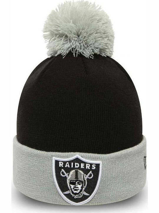 New Era Oakland Raiders Pom Pom Beanie Männer Beanie mit Rippstrick Black/Grey