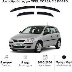 Heko Σετ Ανεμοθραύστες Μπροστινοί και Πίσω Σκούρο Φιμέ για Opel Corsa C 5D 2000-2006 4τμχ 25366