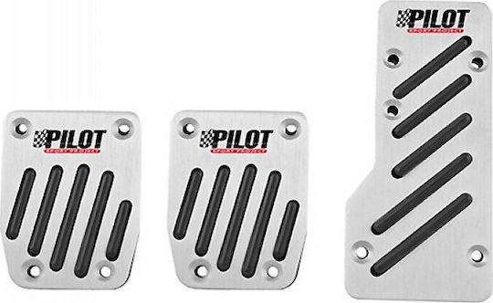 Lampa Race 2 Pilot Σετ Πεταλιέρες Αντιολισθητικές Αυτοκινήτου Universal Αλουμινίου Ασημί 3τμχ