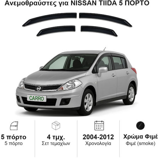 Heko Set deflectoare de vânt Dark Fime pentru Nissan Tiida 4buc
