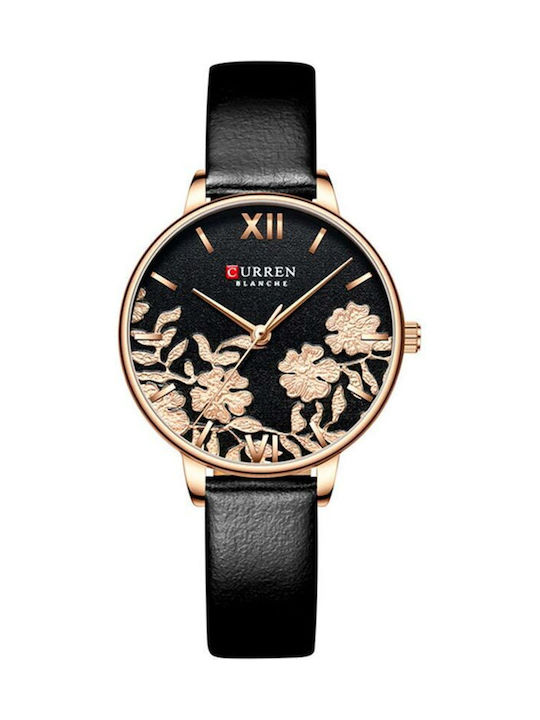 Curren Damen Uhr mit Schwarz Lederarmband