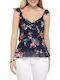 Michael Kors Women's Summer Blouse Sleeveless Floral Coral Peach