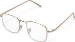 kw Navaris Retro Square Screen Protection Glasses in Gold Color