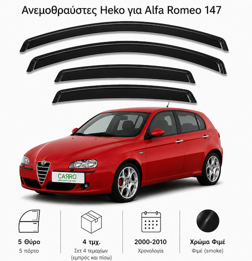 Heko Комплект Ветробрани Dark Fime за Alfa Romeo Алфа 147 4бр