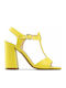 Made In Italia Women's Sandals Arianna Yellow with Chunky High Heel ARIANNA